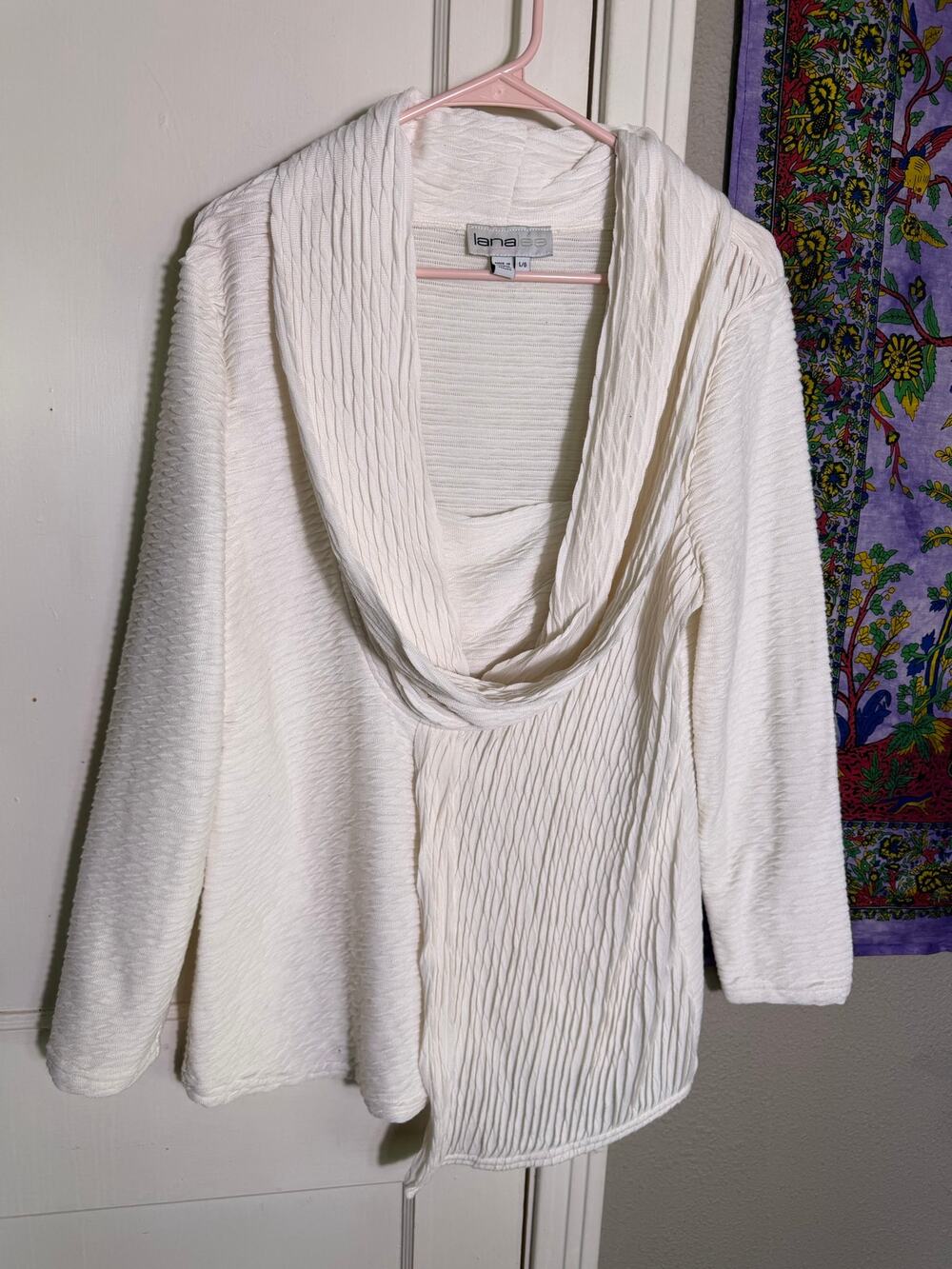 Vintage Lana Lee Womens Large White Cream Blouse Long Sleeve Made in Canada